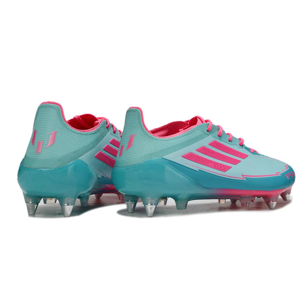 Chuteira Campo Adidas F50 Ponta de Aluminio Verde e Rosa 