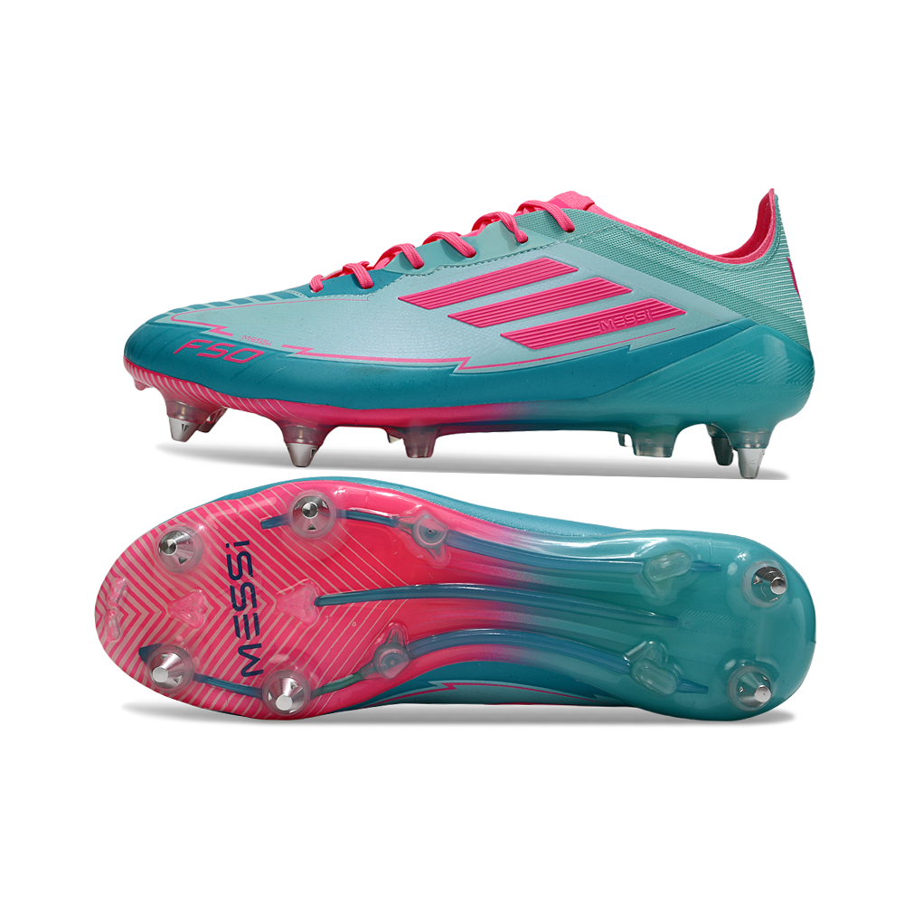 Chuteira Campo Adidas F50 Ponta de Aluminio Verde e Rosa 