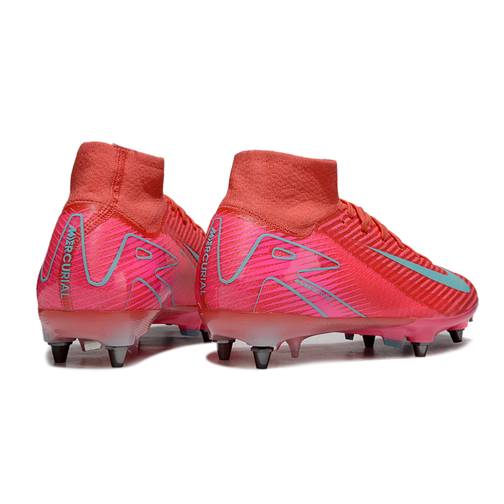 Chuteira Campo Nike Air Zoom Mercurial Superfly 10 Elite Trava Mista Rosa e Azul 