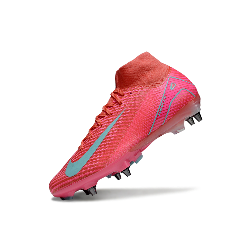 Chuteira Campo Nike Air Zoom Mercurial Superfly 10 Elite Trava Mista Rosa e Azul 