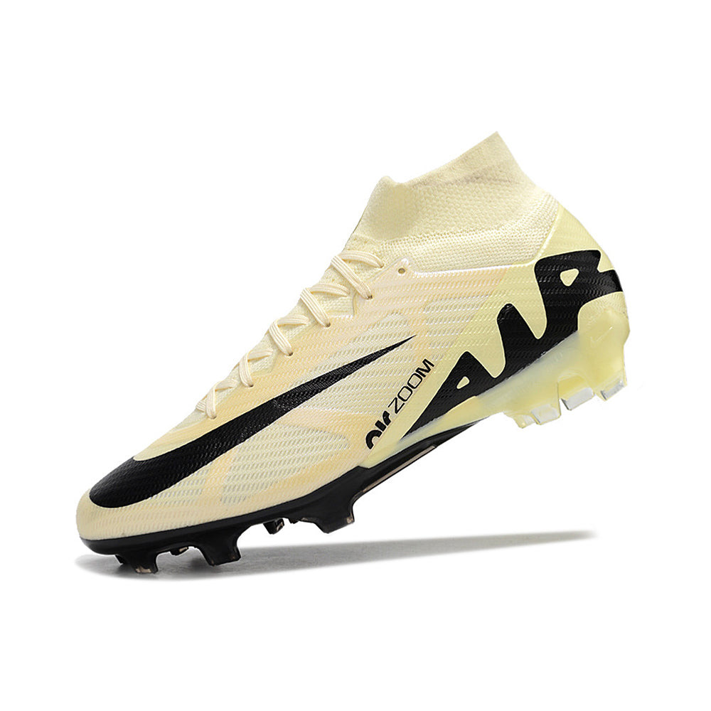 Chuteira Campo Nike Air Zoom Mercurial Superfly 9 Elite FG Bege e Preta 