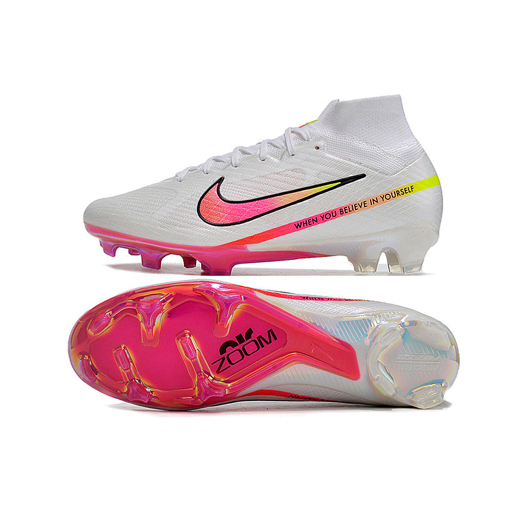 Chuteira Campo Nike Air Zoom Mercurial Superfly 9 Elite FG Branca 