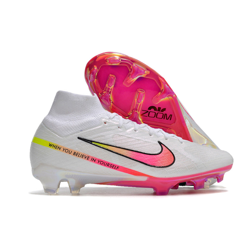 Chuteira Campo Nike Air Zoom Mercurial Superfly 9 Elite FG Branca 
