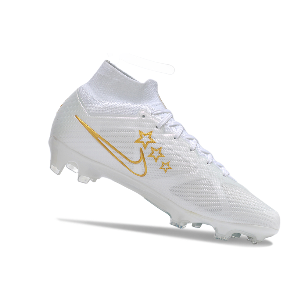 Chuteira Campo Nike Air Zoom Mercurial Superfly 9 Elite FG Branca e Azul 
