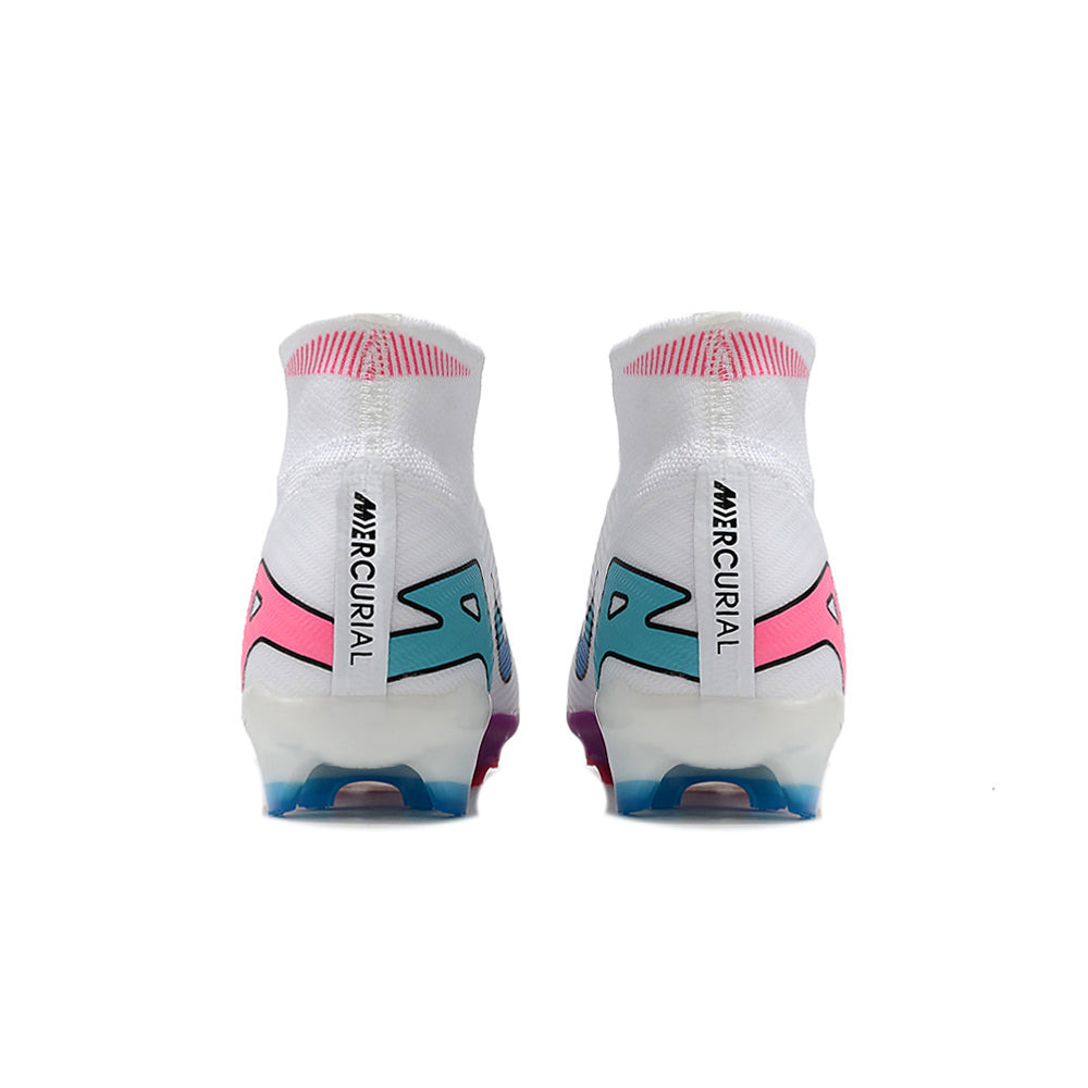 Chuteira Campo Nike Air Zoom Mercurial Superfly 9 Elite FG Branca e Roxa