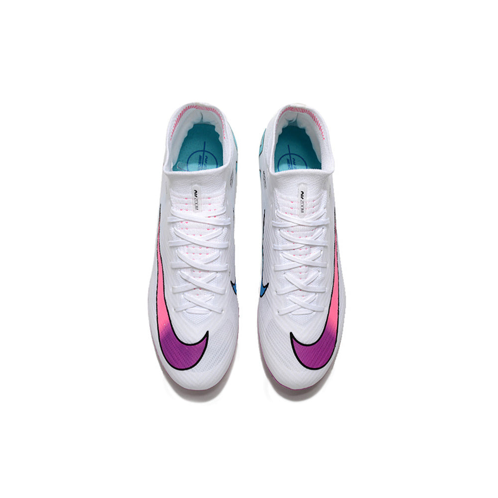 Chuteira Campo Nike Air Zoom Mercurial Superfly 9 Elite FG Branca e Roxa