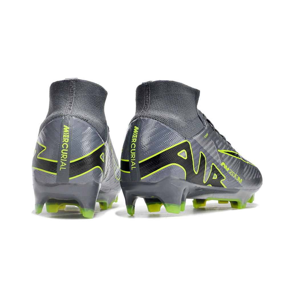 Chuteira Campo Nike Air Zoom Mercurial Superfly 9 Elite FG Cinza e Verde