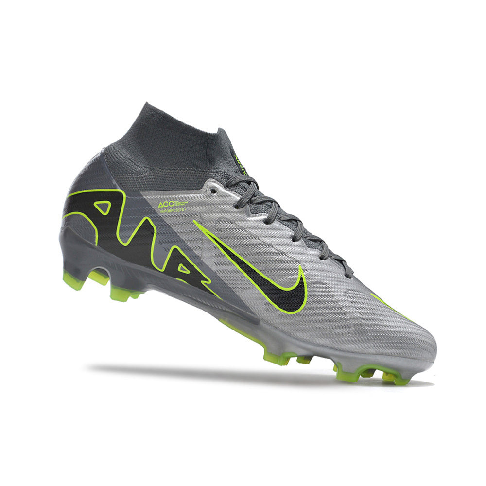 Chuteira Campo Nike Air Zoom Mercurial Superfly 9 Elite FG Cinza e Verde