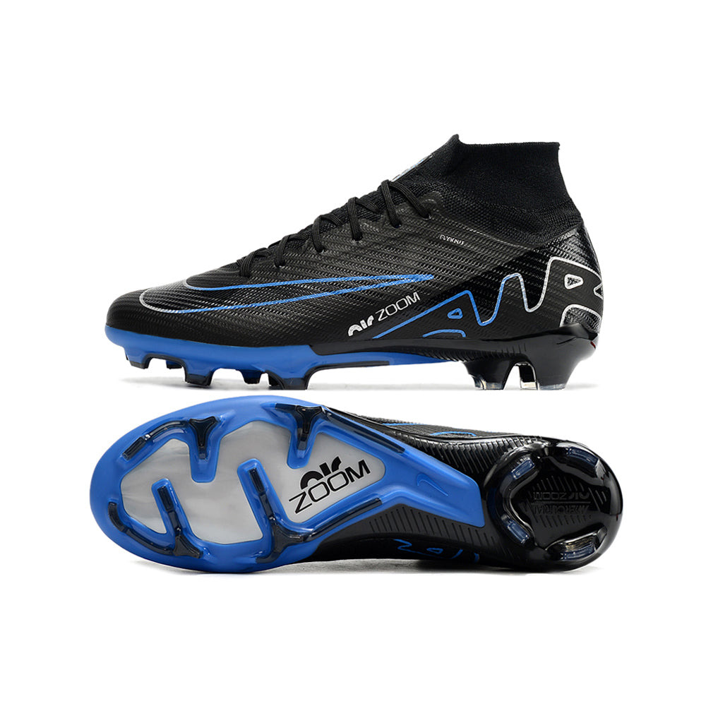 Chuteira Campo Nike Air Zoom Mercurial Superfly 9 Elite FG Preta e Azul 