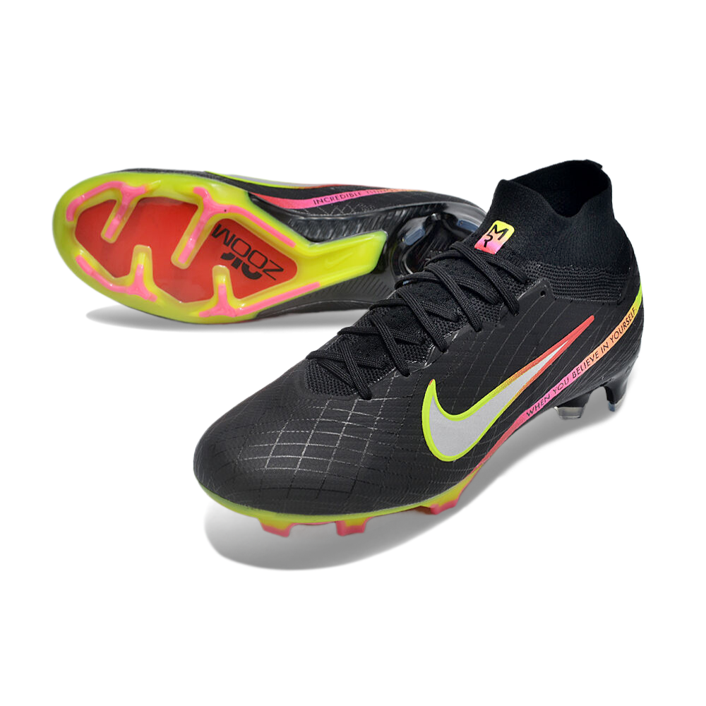 Chuteira Campo Nike Air Zoom Mercurial Superfly 9 Elite FG Preta e Colorida
