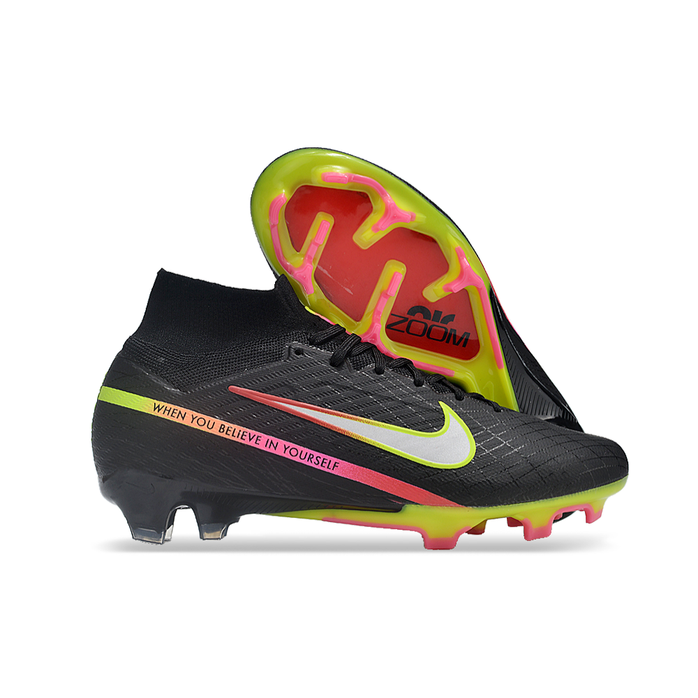 Chuteira Campo Nike Air Zoom Mercurial Superfly 9 Elite FG Preta e Colorida