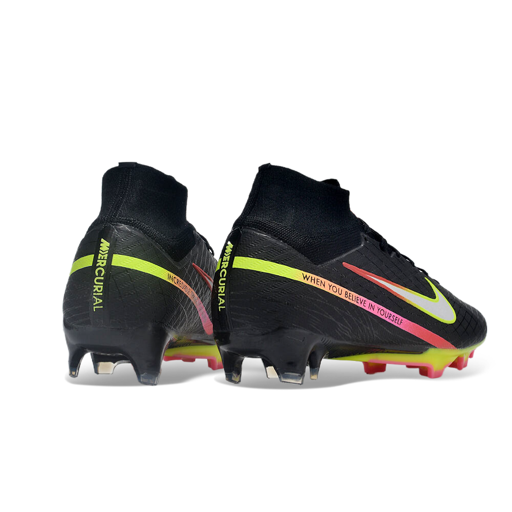 Chuteira Campo Nike Air Zoom Mercurial Superfly 9 Elite FG Preta e Colorida