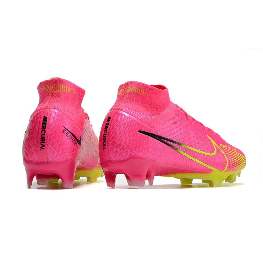 Chuteira Campo Nike Air Zoom Mercurial Superfly 9 Elite FG Rosa e Verde 