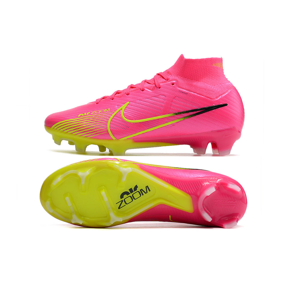 Chuteira Campo Nike Air Zoom Mercurial Superfly 9 Elite FG Rosa e Verde 