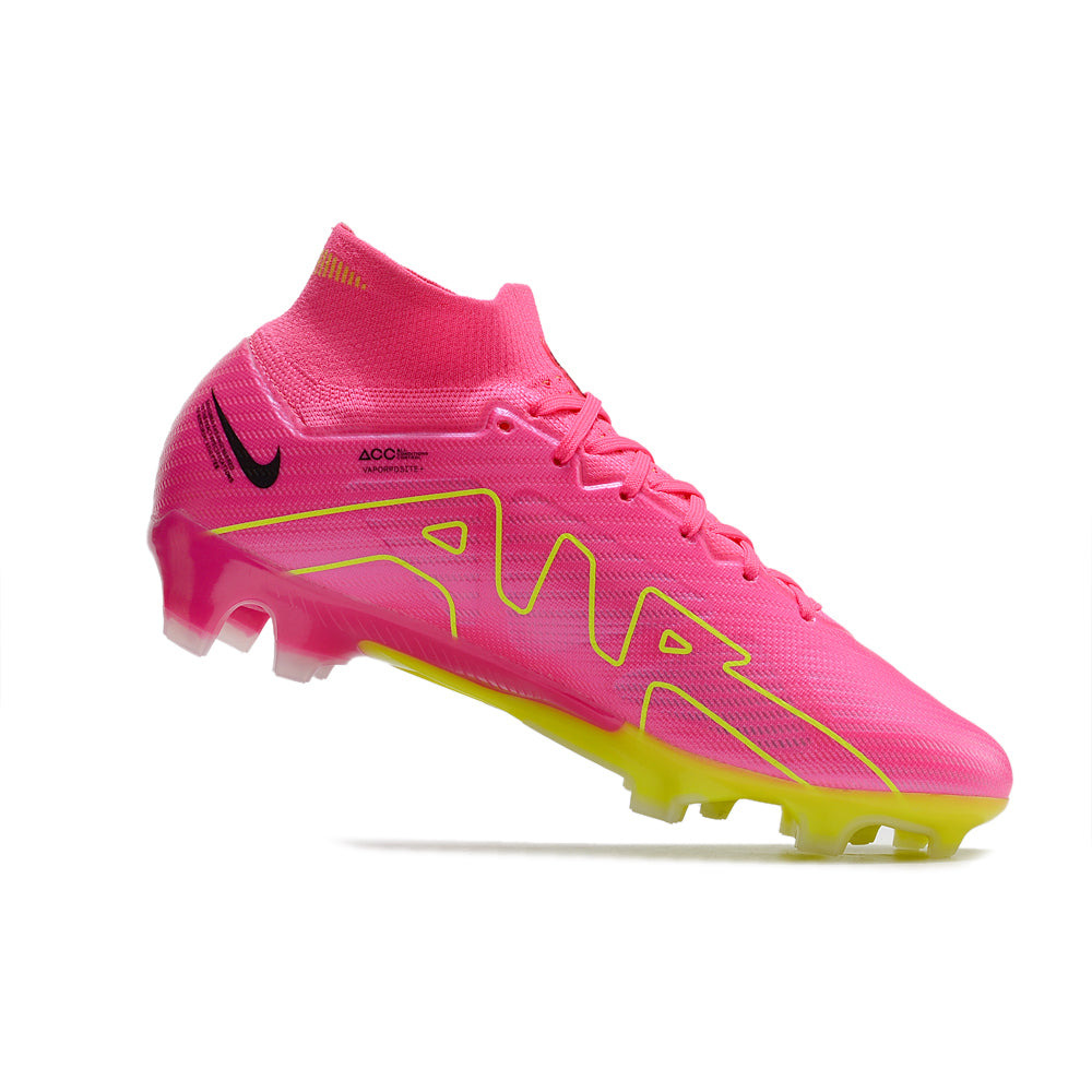 Chuteira Campo Nike Air Zoom Mercurial Superfly 9 Elite FG Rosa e Verde 