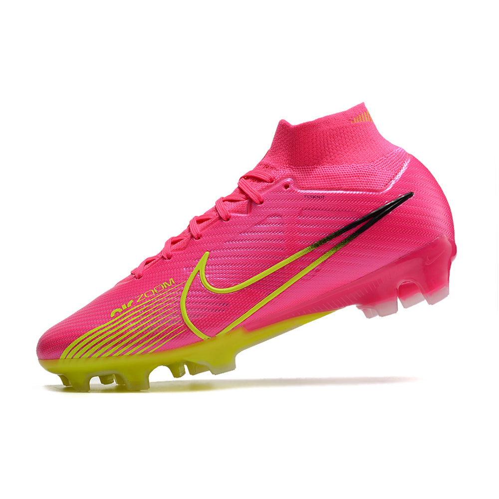 Chuteira Campo Nike Air Zoom Mercurial Superfly 9 Elite FG Rosa e Verde 