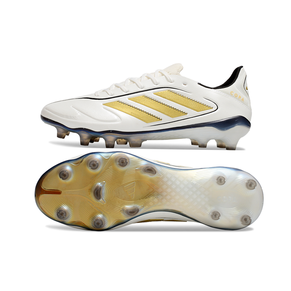 Chuteira Campo Adidas Copa Pure III Elite FG Branca e Dourado