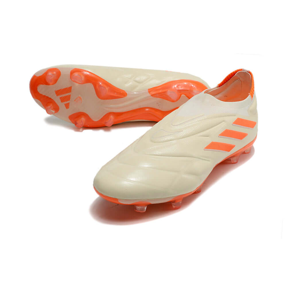 Chuteira Campo Adidas Copa Pure+ FG Bege e Laranja 