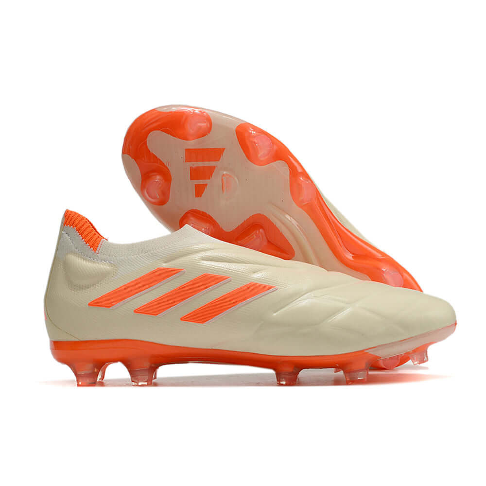 Chuteira Campo Adidas Copa Pure+ FG Bege e Laranja 