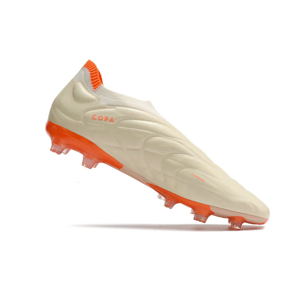 Chuteira Campo Adidas Copa Pure+ FG Bege e Laranja 