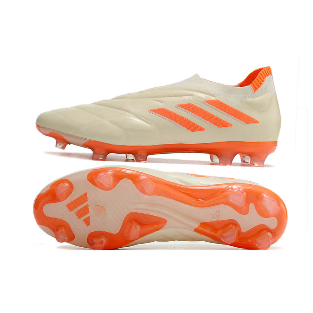 Chuteira Campo Adidas Copa Pure+ FG Bege e Laranja 