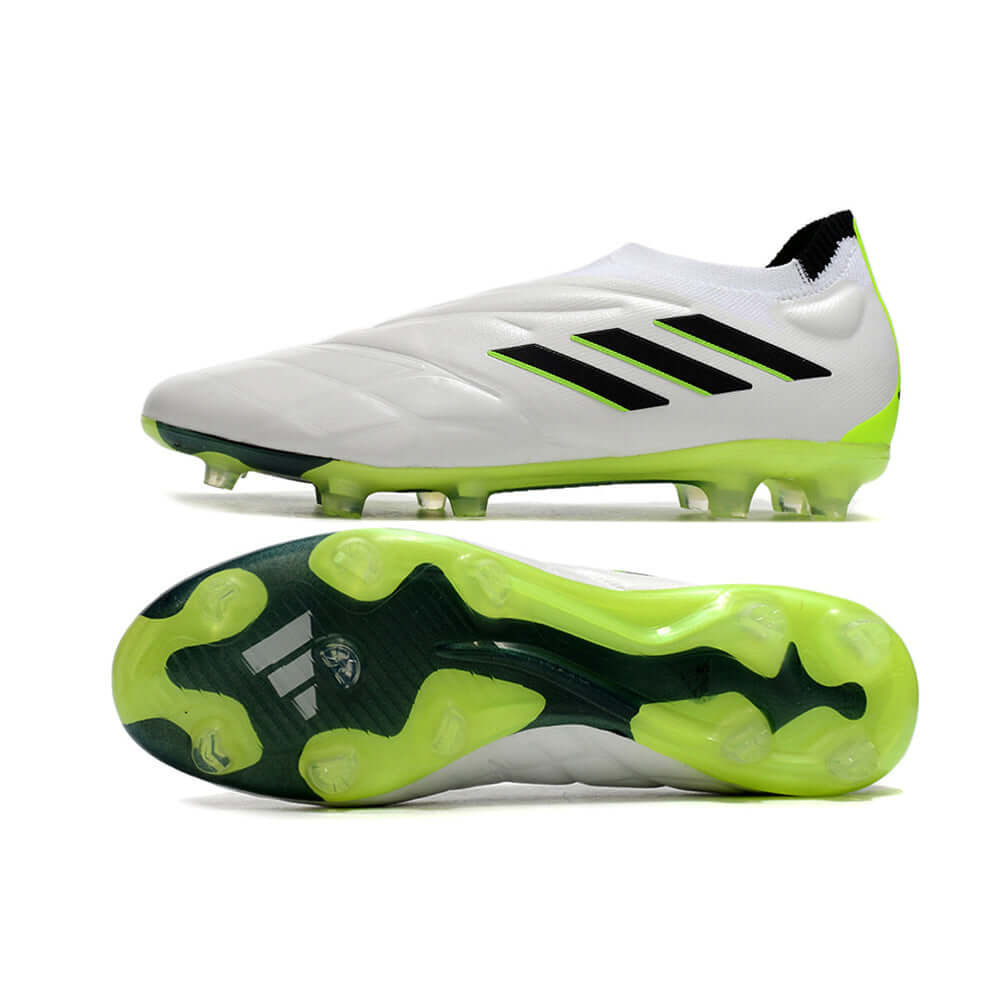 Chuteira Campo Adidas Copa Pure+ FG Branca e Verde 