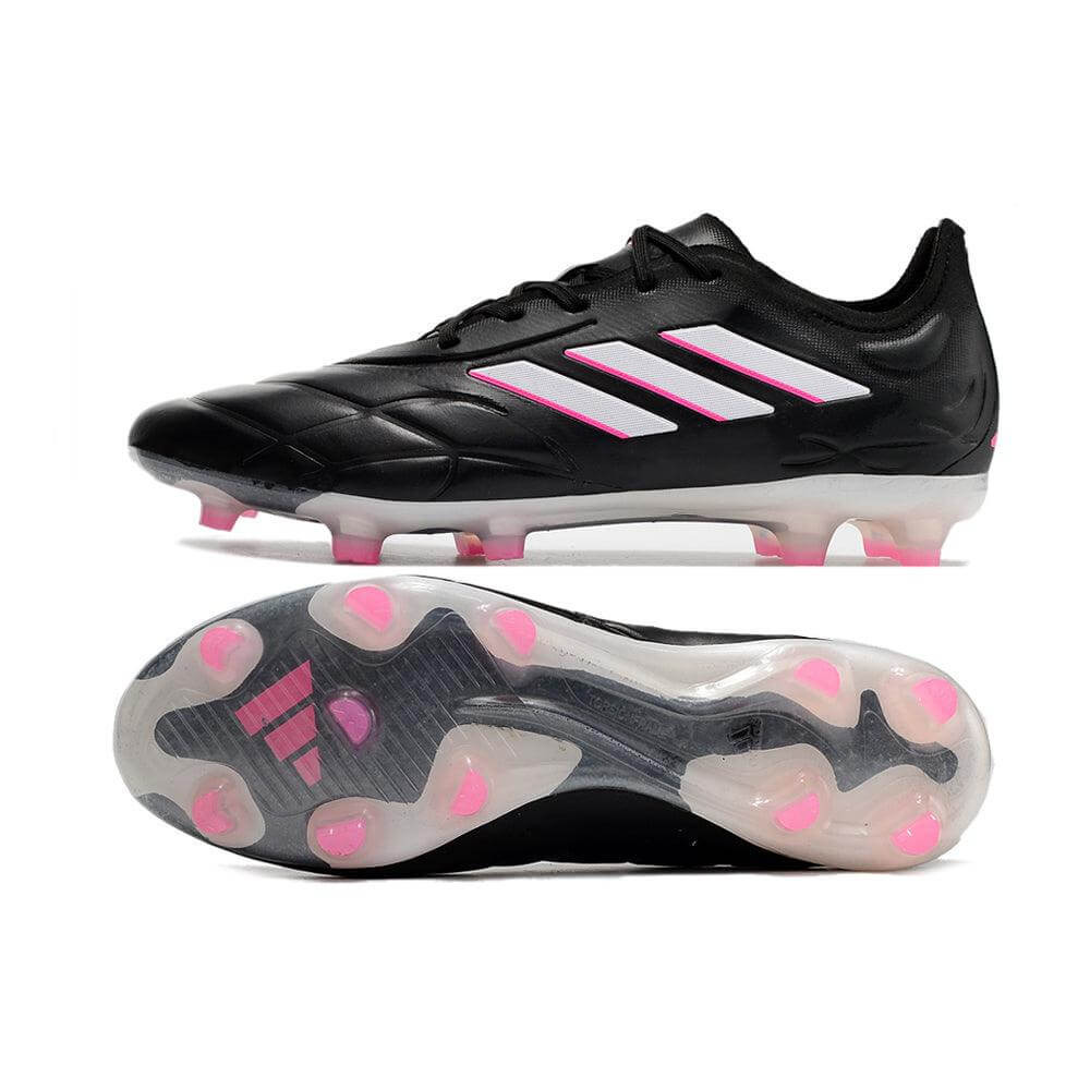 Chuteira Campo Adidas Copa Pure.1 FG Preta, Rosa e Branca 