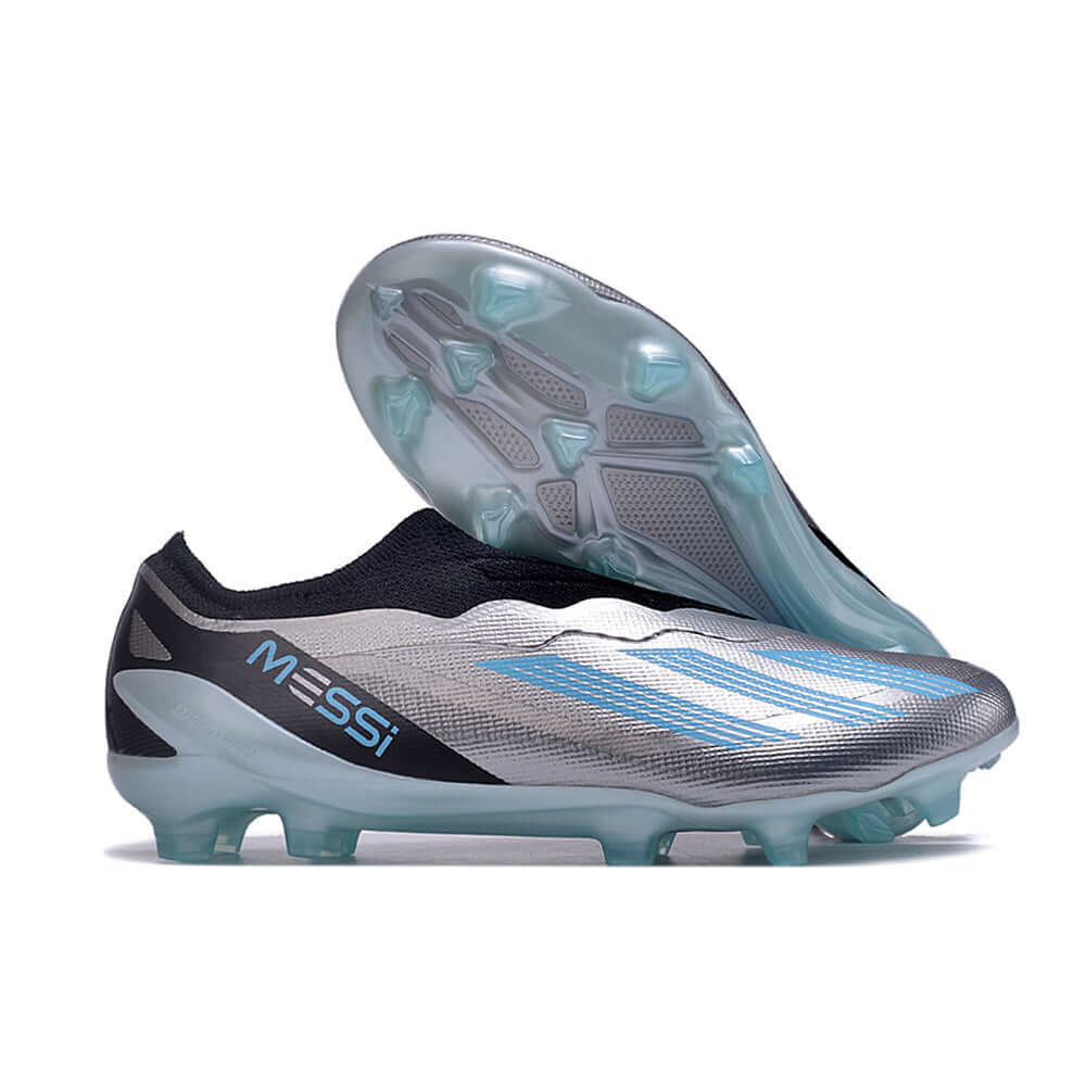 Chuteira Campo Adidas CrazyFast Messi.1 FG Prata e Azul 