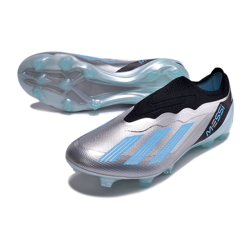 Chuteira Campo Adidas CrazyFast Messi.1 FG Prata e Azul 