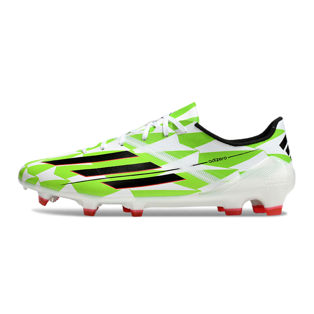Chuteira Campo Adidas F50 Adizero FG Branca, Verde e Preto