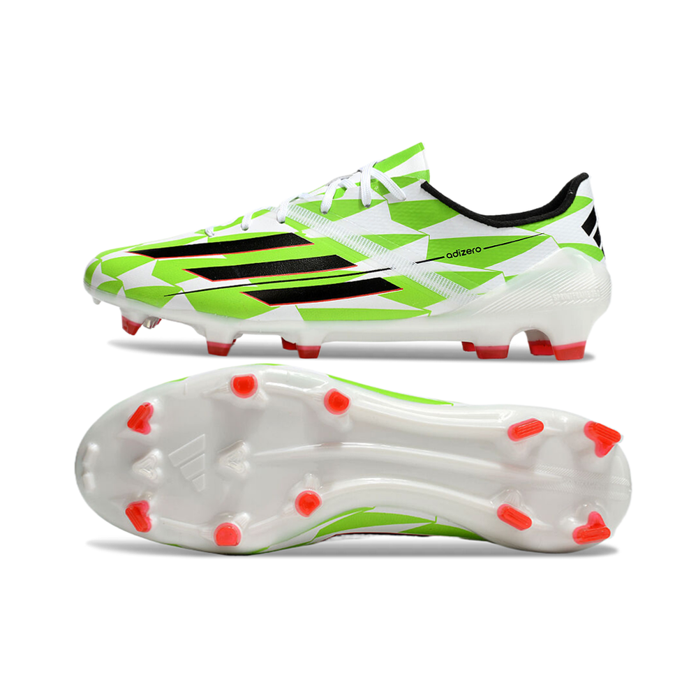 Chuteira Campo Adidas F50 Adizero FG Branca, Verde e Preto