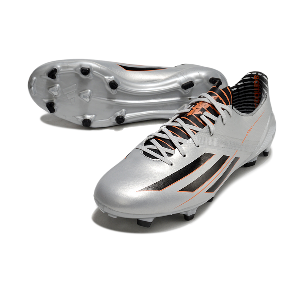 Chuteira Campo Adidas F50 Adizero FG Prata, Laranja e Preto