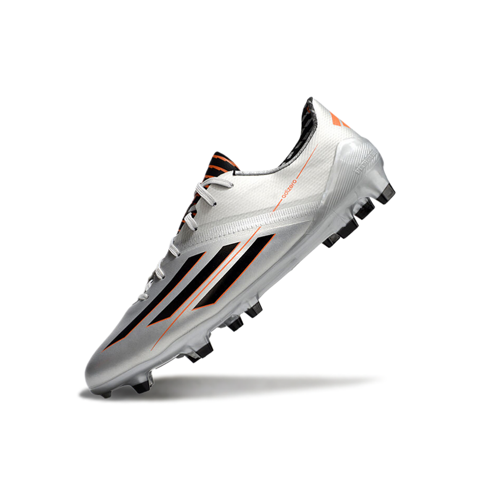 Chuteira Campo Adidas F50 Adizero FG Prata, Laranja e Preto