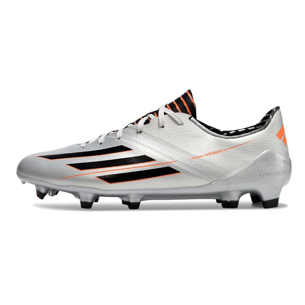 Chuteira Campo Adidas F50 Adizero FG Prata, Laranja e Preto