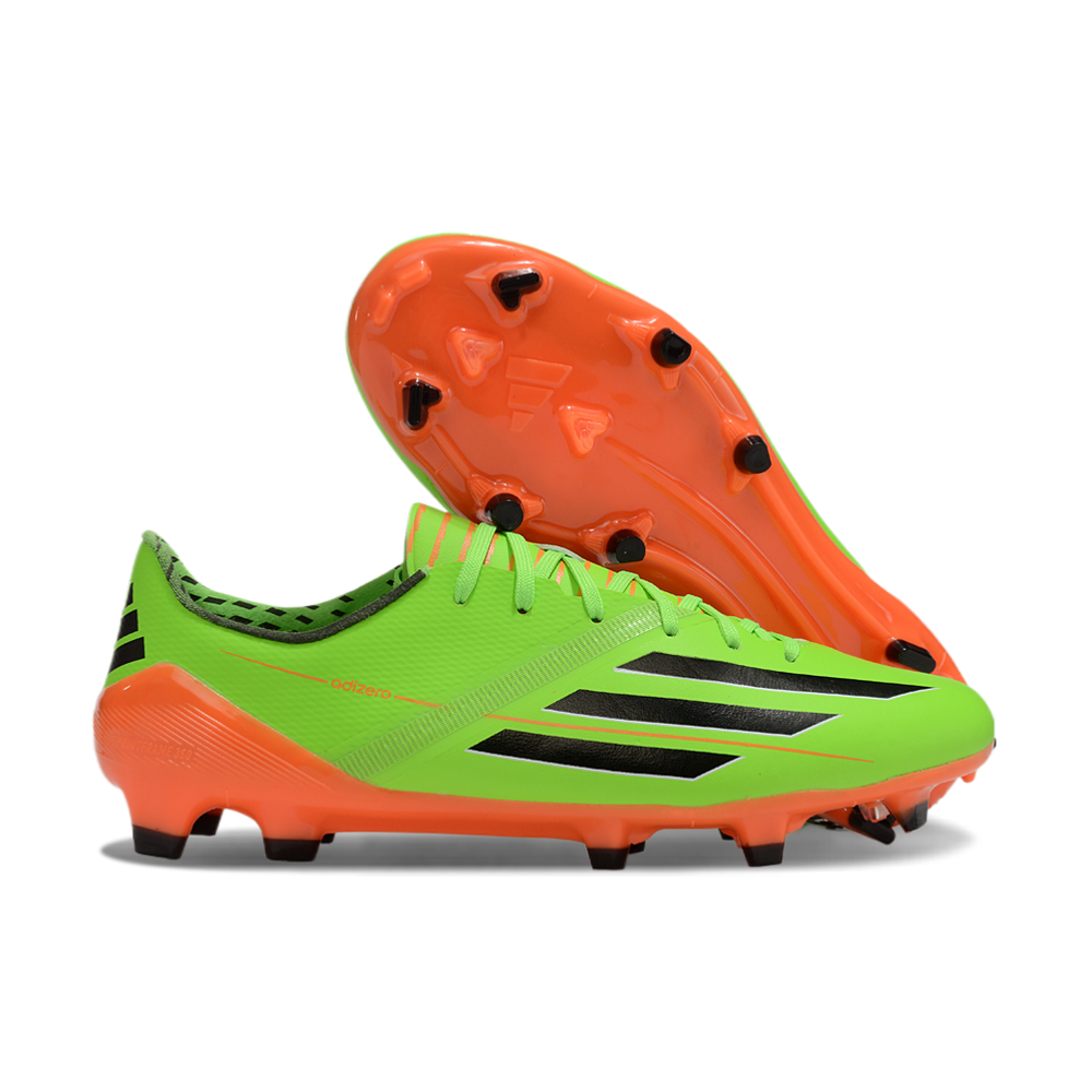 Chuteira Campo Adidas F50 Adizero FG Verde e Laranja