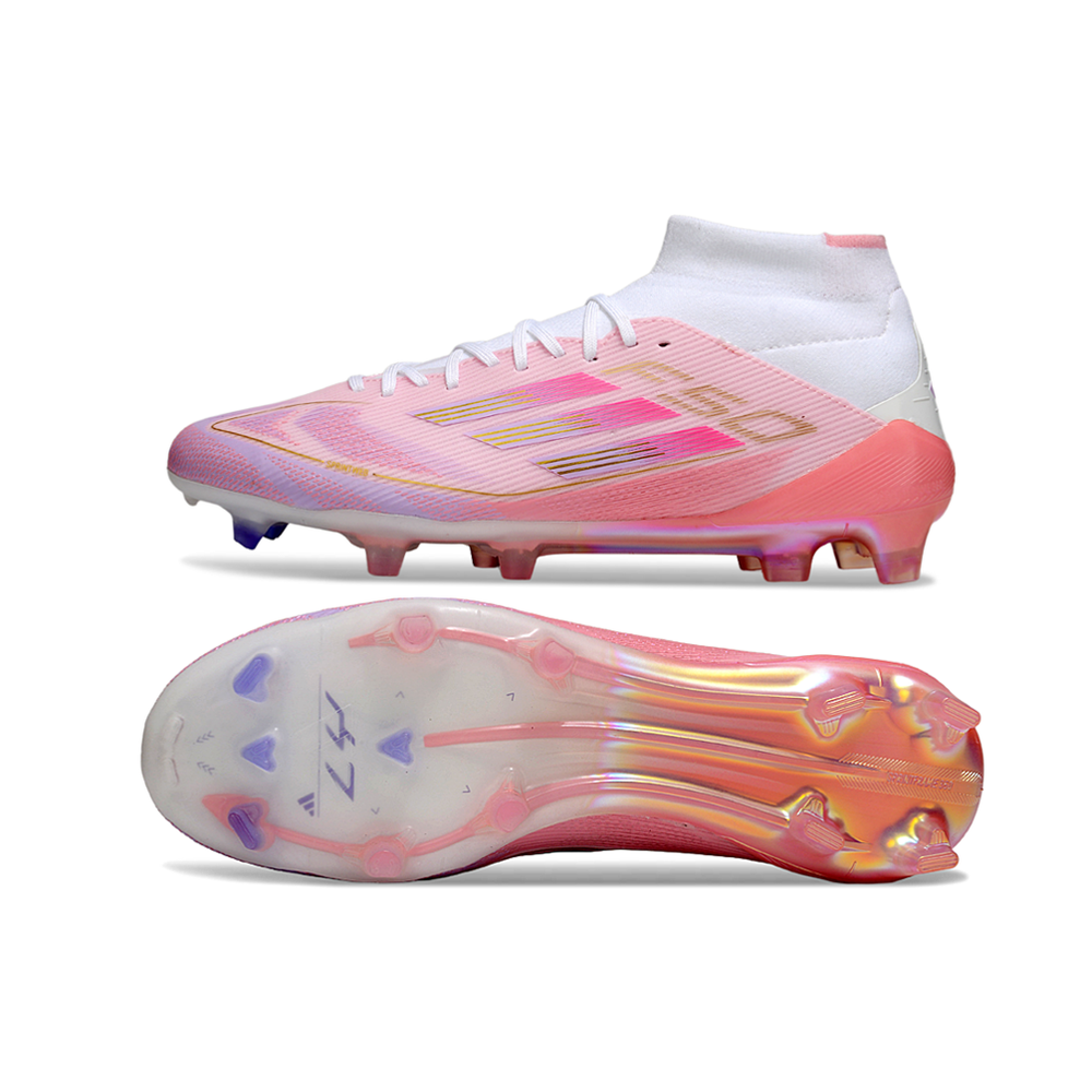 Chuteira Campo Adidas F50 Cano Médio FG Rosa