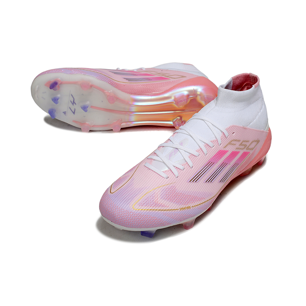 Chuteira Campo Adidas F50 Cano Médio FG Rosa