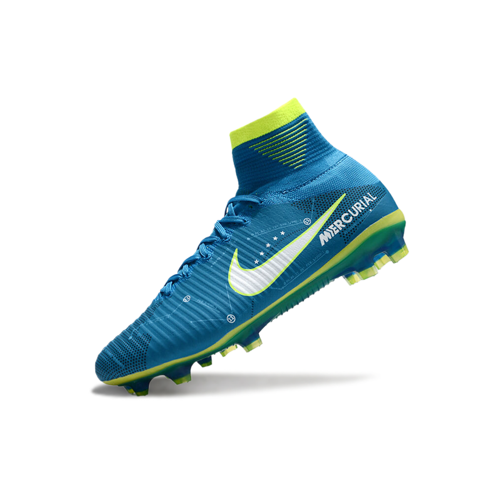 Chuteira Campo Nike Retrô Mercurial Superfly 5 FG Azul e Verde