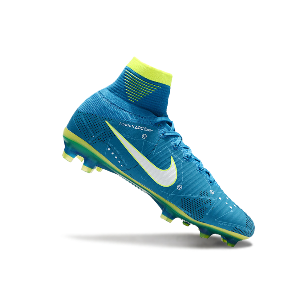 Chuteira Campo Nike Retrô Mercurial Superfly 5 FG Azul e Verde
