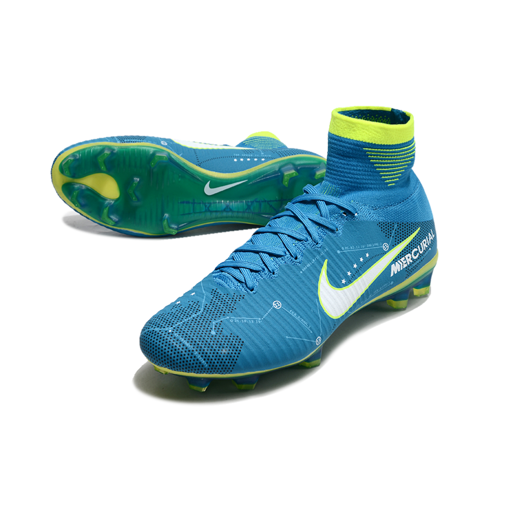 Chuteira Campo Nike Retrô Mercurial Superfly 5 FG Azul e Verde