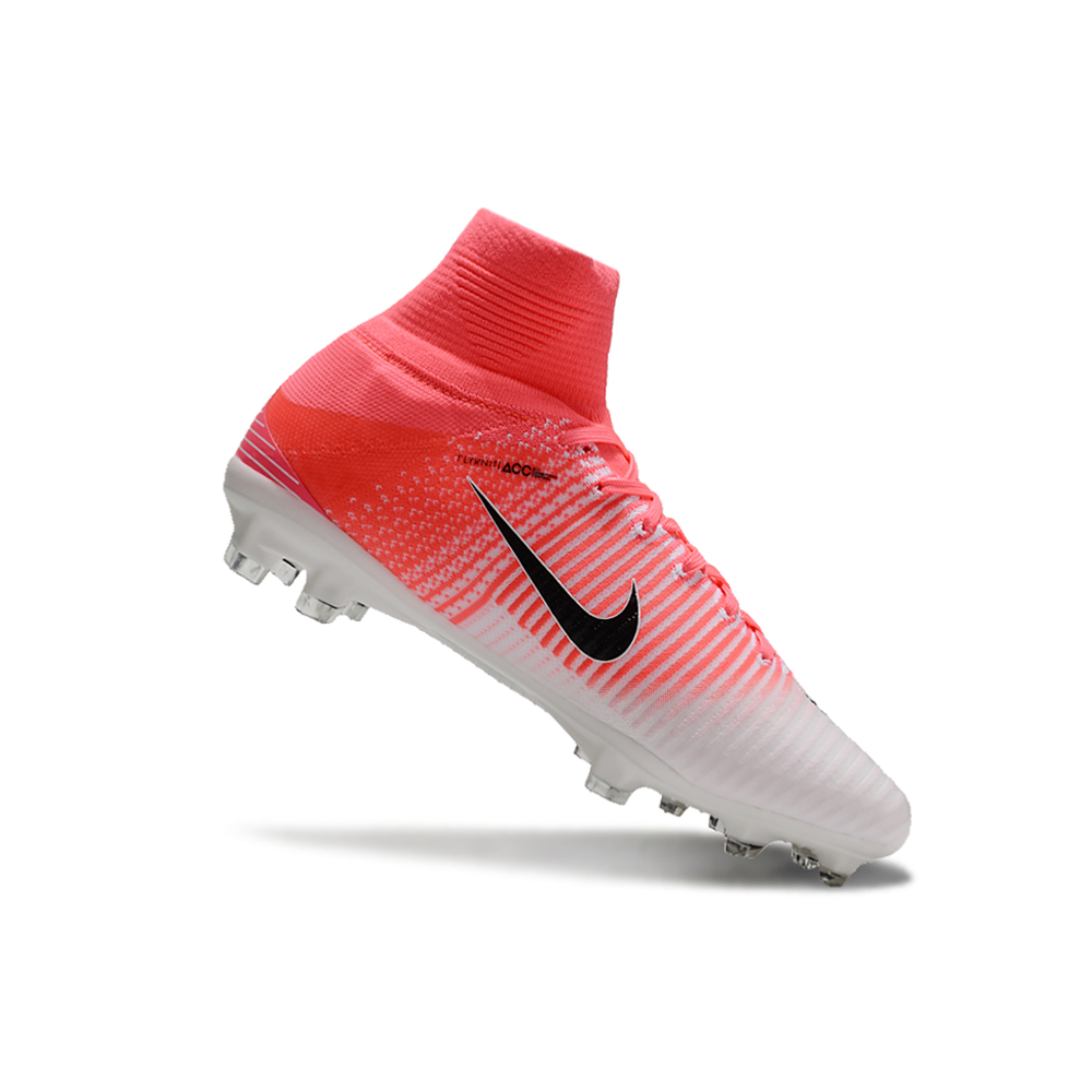 Chuteira Campo Nike Retrô Mercurial Superfly 5 FG Branca e Rosa