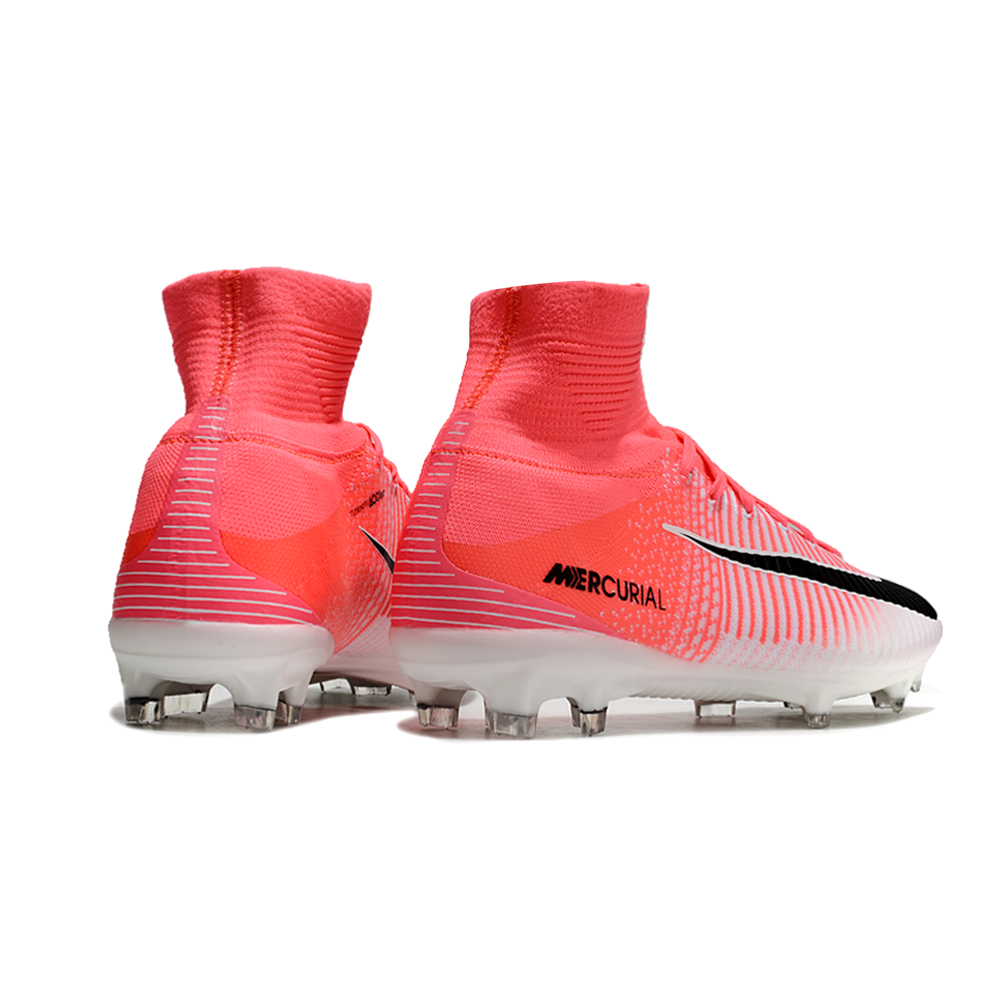 Chuteira Campo Nike Retrô Mercurial Superfly 5 FG Branca e Rosa