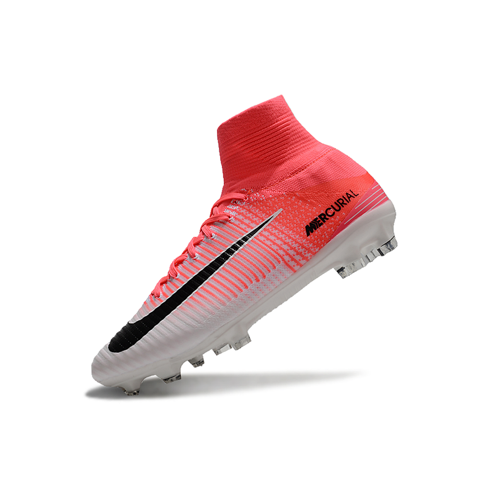 Chuteira Campo Nike Retrô Mercurial Superfly 5 FG Branca e Rosa