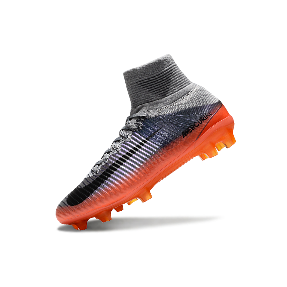 Chuteira Campo Nike Retrô Mercurial Superfly 5 FG Prata e Laranja CR7