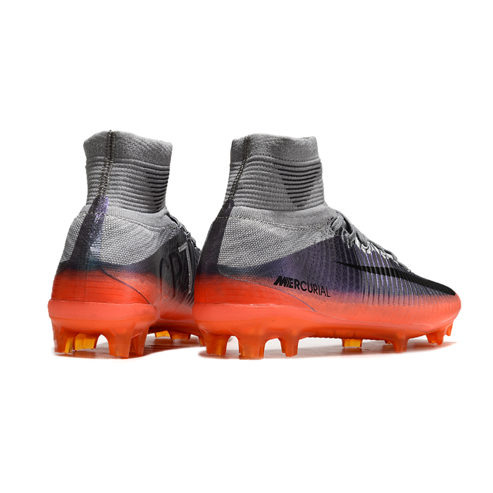 Chuteira Campo Nike Retrô Mercurial Superfly 5 FG Prata e Laranja CR7
