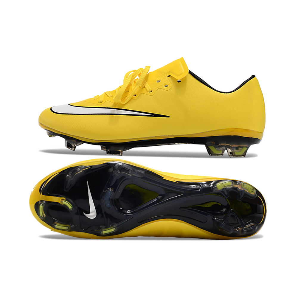 Chuteira Campo Nike Retrô Mercurial Vapor 10 FG Amarela e Branca
