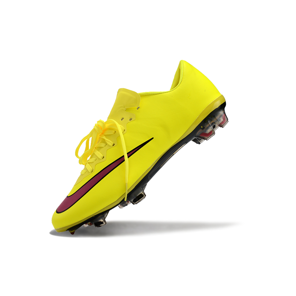 Chuteira Campo Nike Retrô Mercurial Vapor 10 FG Amarela e Rosa