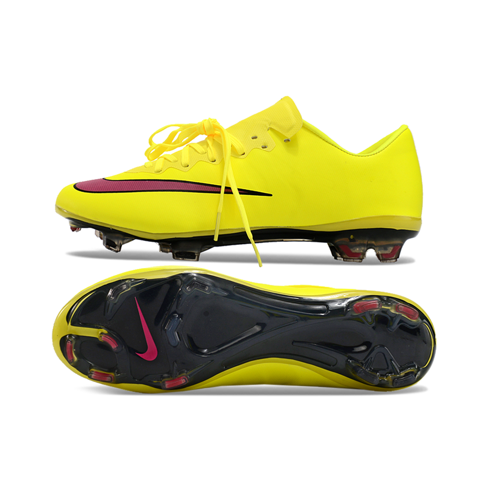 Chuteira Campo Nike Retrô Mercurial Vapor 10 FG Amarela e Rosa