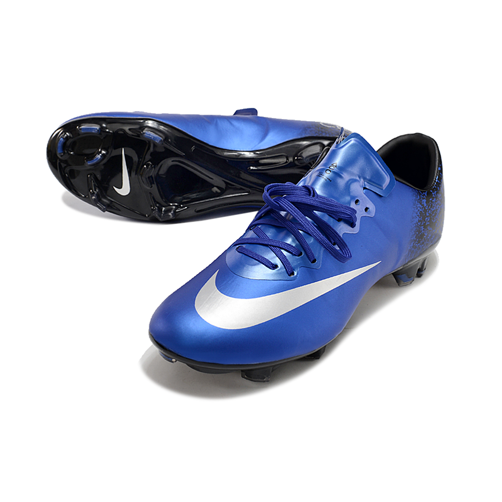 Chuteira Campo Nike Retrô Mercurial Vapor 10 FG Azul e Branco 