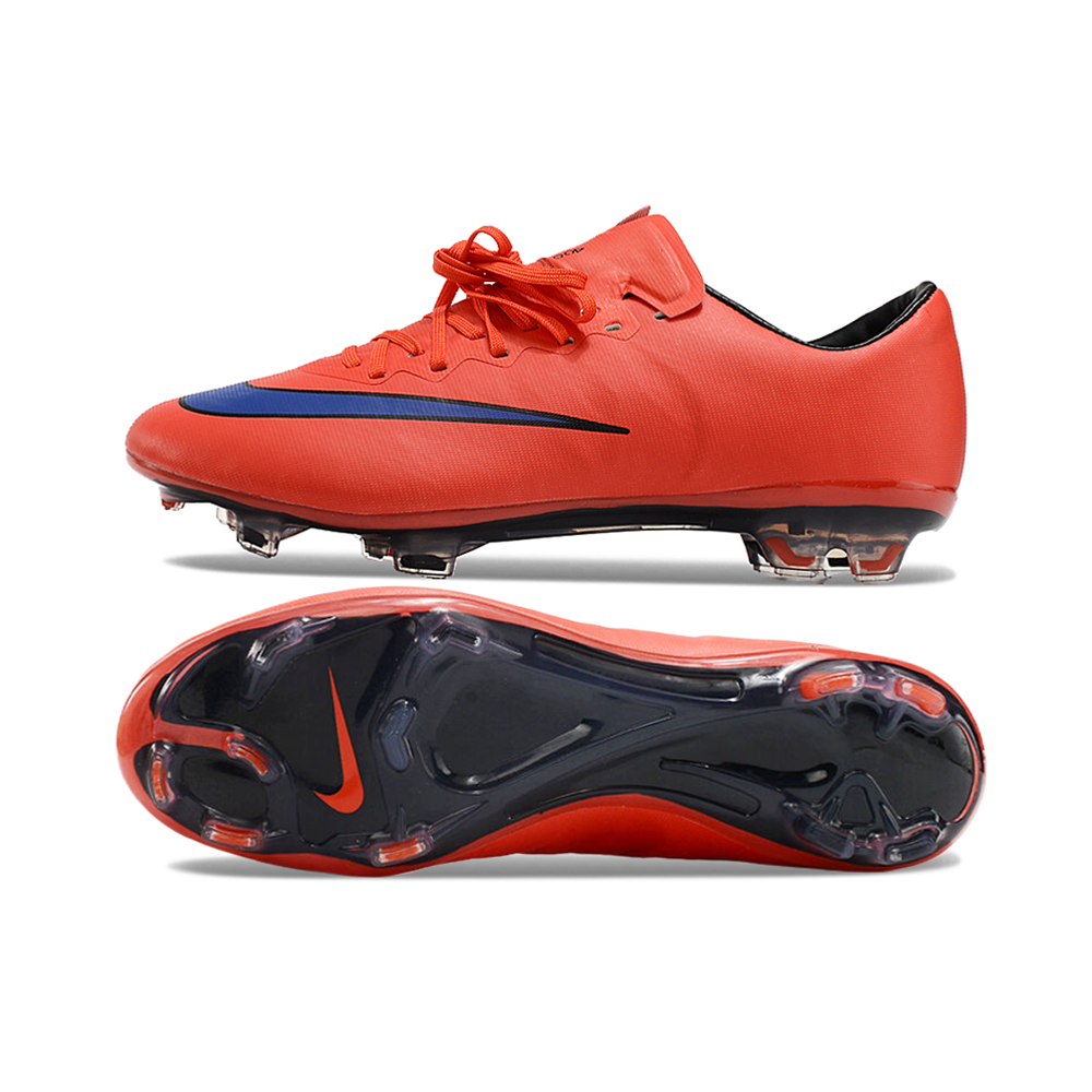 Chuteira Campo Nike Retrô Mercurial Vapor 10 FG Laranja e Azul